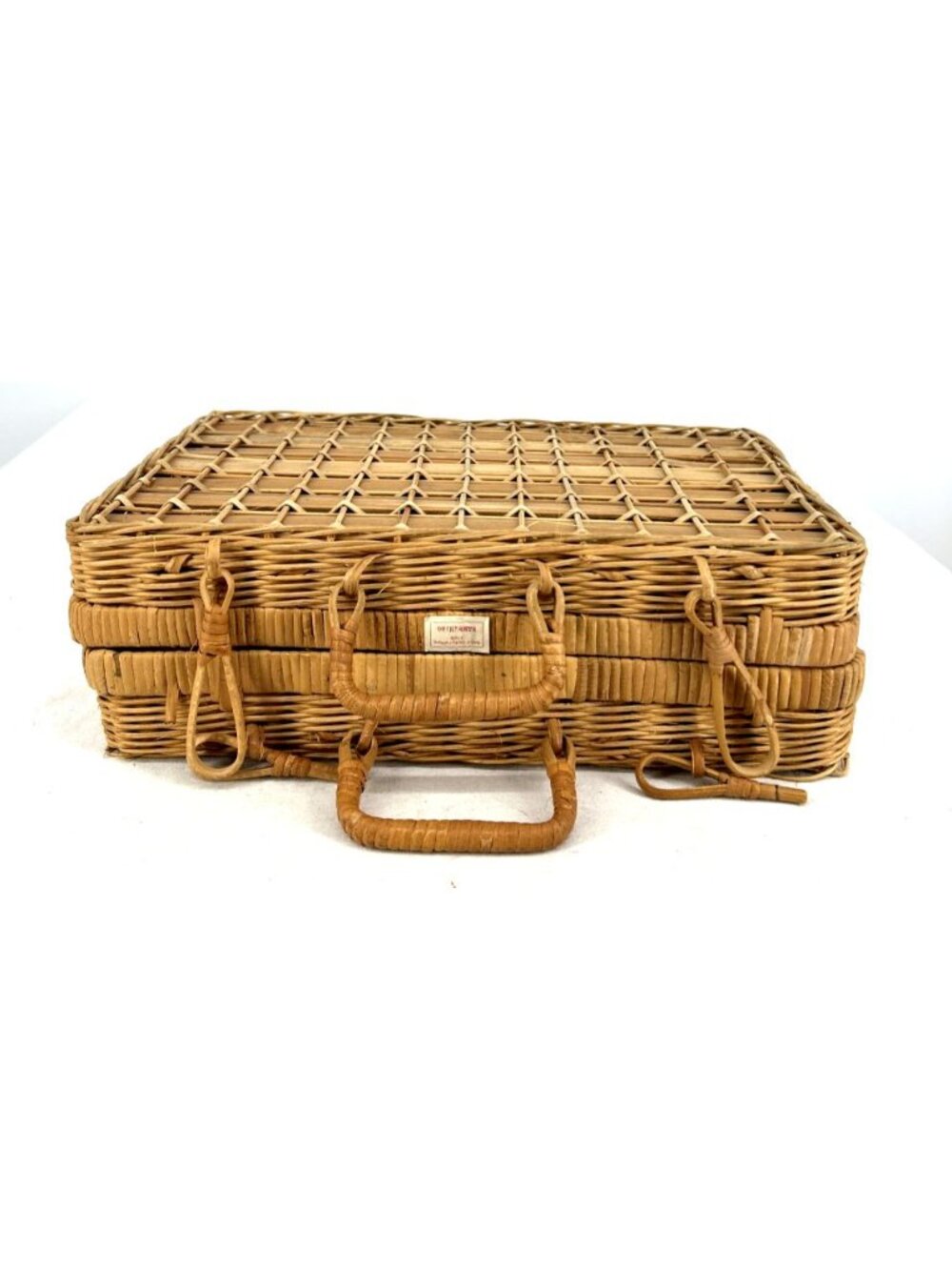 Wicker Picnic Basket Boho Storage 11.5 x 6.75 x 3.75" Vintage China